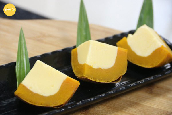 Món bánh flan bí đỏ hương quế 