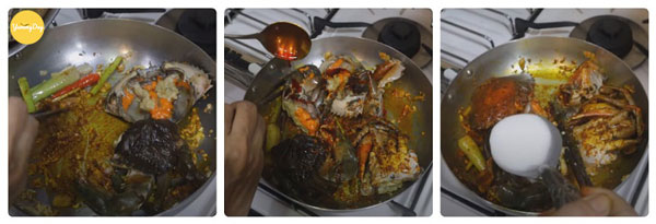 Cho cua vào và nước dừa vào