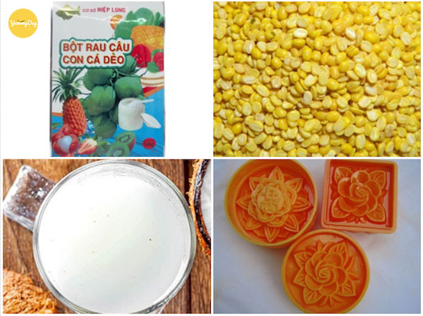 Nguyên liệu làm bánh trung thu rau câu nhân đậu xanh