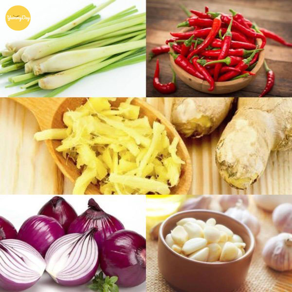 Nguyên liệu làm ốc bươu kho sả ớt