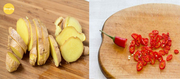 Sơ chế gừng và ớt