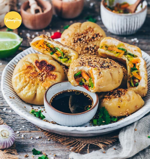 Thành phẩm bánh bao chiên ngoài giòn thơm trong đậm đà gia vị