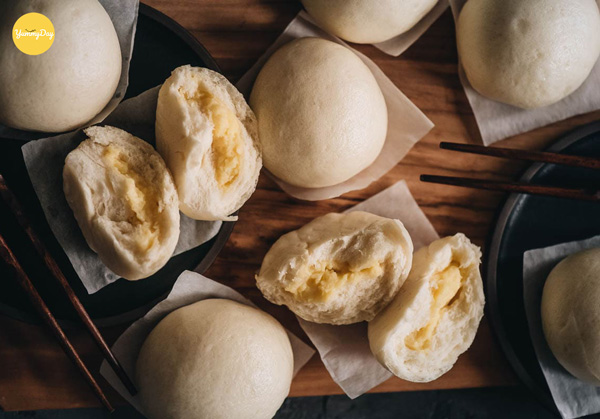 Bánh bao nhân đậu xanh dừa chay hay mặn đều dùng được