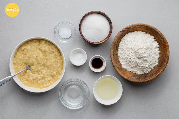 Nguyên liệu làm bánh bông lan chuối
