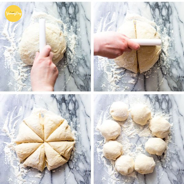 Chia khối bột thành những phần bột nhỏ