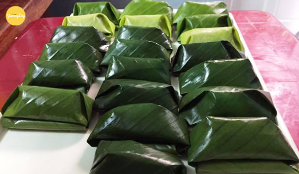Những chiếc bánh đã sẵn sàng đem đi hấp