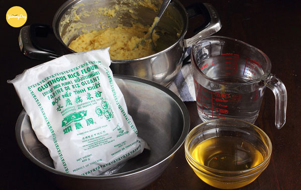 Nguyên liệu làm bánh ít trần nhân đậu xanh