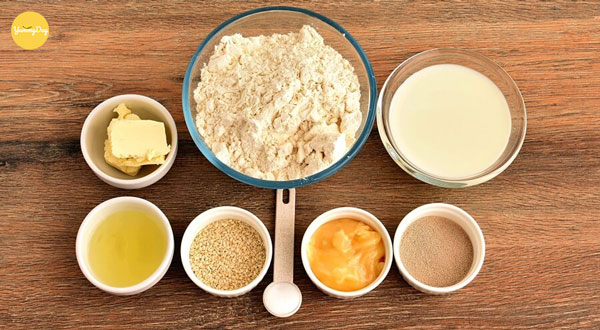 Nguyên liệu làm món bánh mì bơ sữa trứng