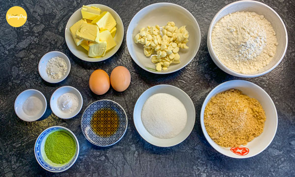 Nguyên liệu làm bánh quy trà xanh