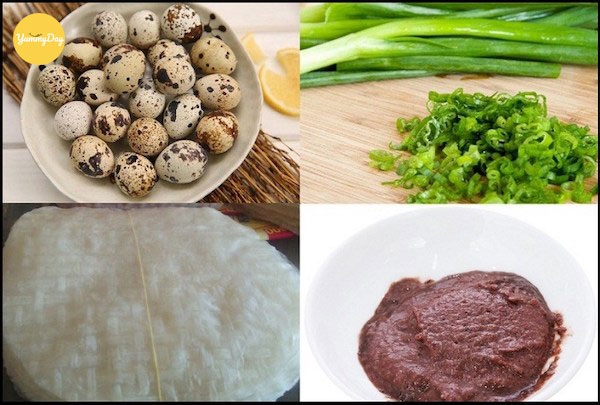 Nguyên liệu làm bánh tráng mắm ruốc bằng chảo chống dính