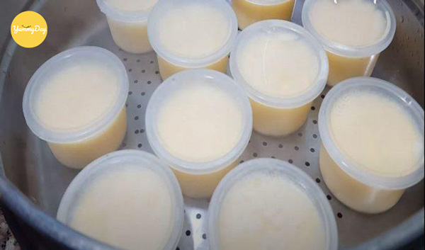 Bánh flan hấp đã hoàn thành
