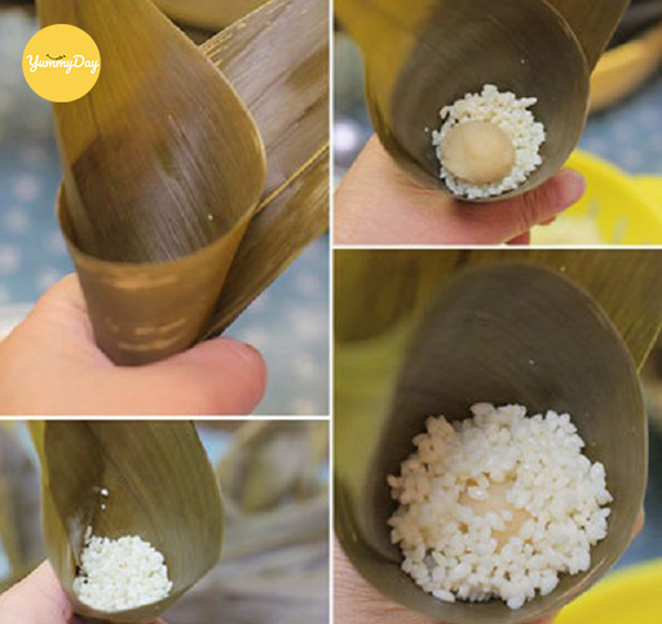Gói bánh ú tro nhân đậu xanh