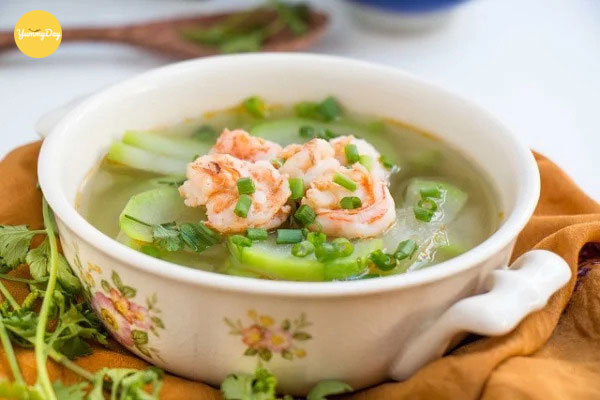 Canh bầu nấu tôm đơn giản