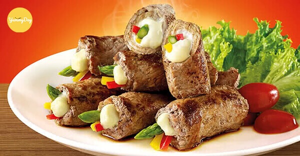 Thịt bò cuộn phô mai nướng ngon khó cưỡng