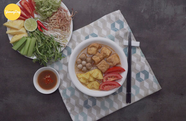 Thành phẩm bún thái chay nhìn là đã muốn ăn