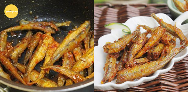 Chiên cá với tỏi ớt