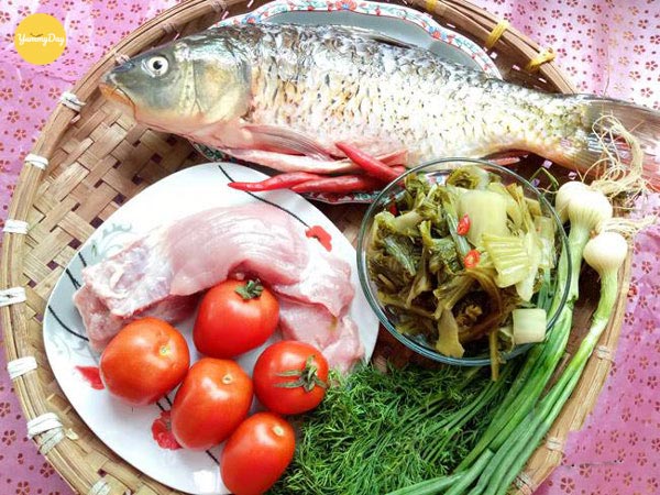 Nguyên liệu làm món cá chép kho dưa ngon đưa cơm