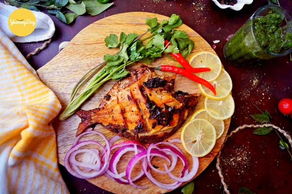 Trình bày cá chim nướng tiêu xanh đẹp mắt