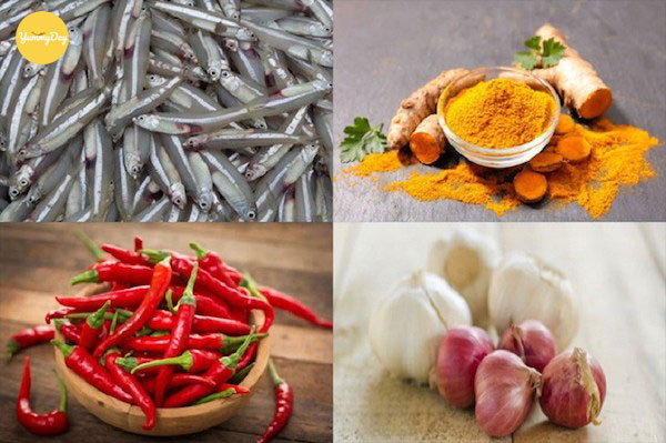 Nguyên liệu cá cơm kho tiêu