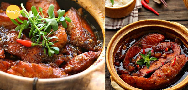 Thành phẩm cá hồi kho tộ siêu ngon