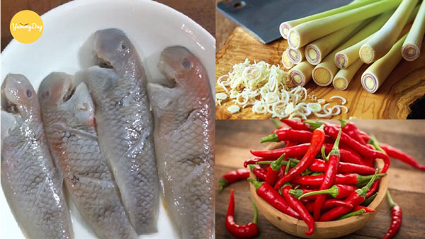 Nguyên liệu cho món cá mó chiên sả ớt