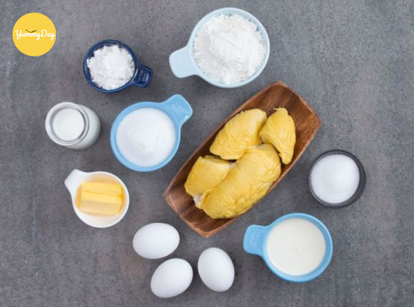 Nguyên liệu làm bánh crepe lá dứa nhân sầu riêng