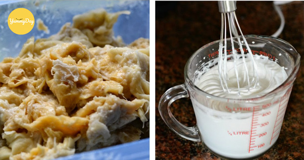 Tách vỏ sầu riêng và đánh whipping cream