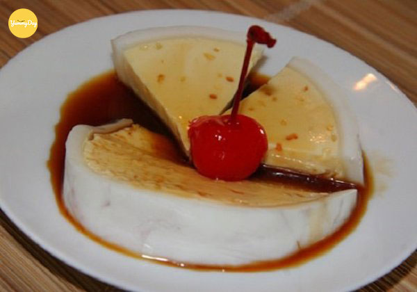 Bánh flan trái dừa bị rỗ