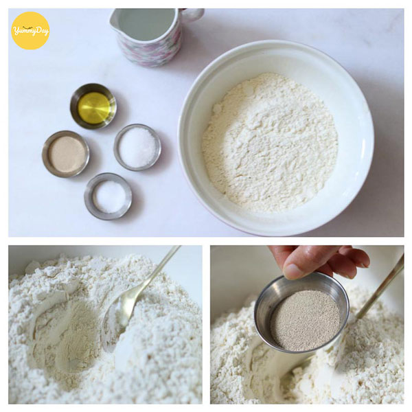 Tiến hành trộn bột làm vỏ bánh