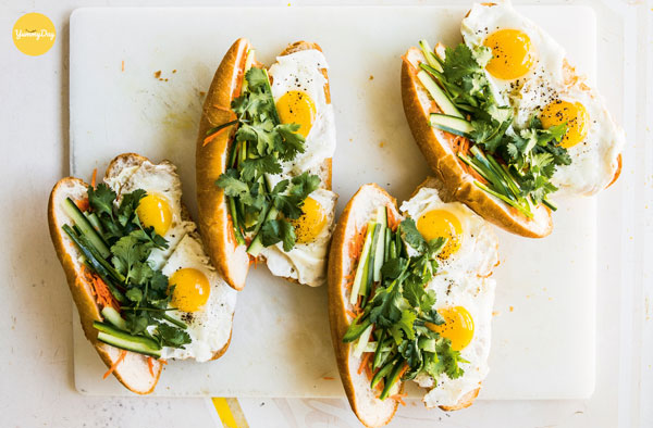 Thành phẩm món bánh mì trứng ngon quá sá