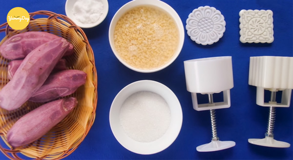Nguyên liệu làm bánh trung thu khoai lang tím