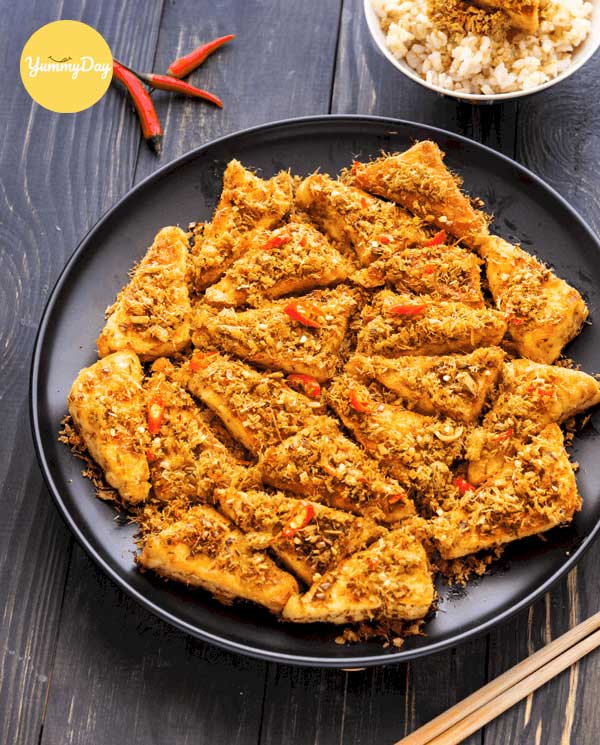 cách làm đậu phụ rang muối sả mê ly