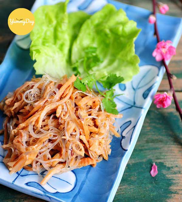 Mực khô xào miến thơm hấp dẫn, ngon hết nấc