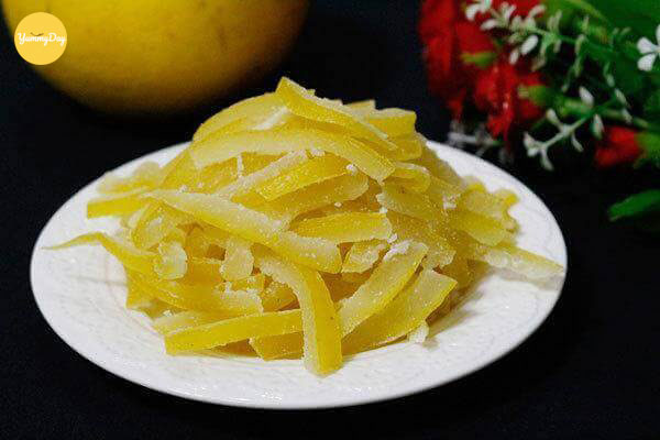 Thành phẩm mứt vỏ bưởi dẻo