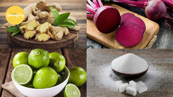Các nguyên liệu cần có cho món mứt gừng đỏ