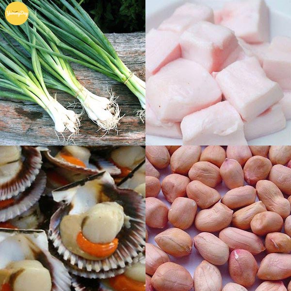 Các nguyên liệu làm sò điệp nướng mỡ hành