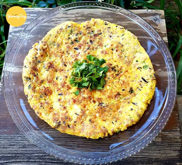Thành phẩm món trứng chiên thịt băm thơm ngon