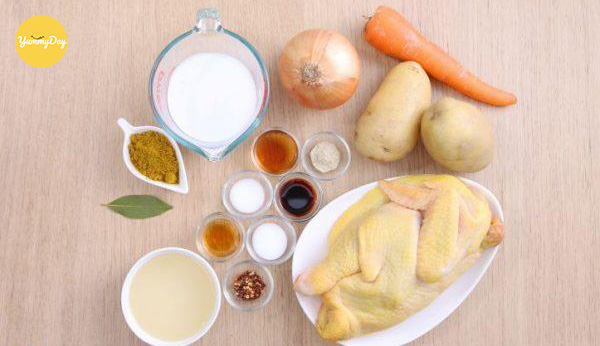 Nguyên liệu cho món cà ri gà Ấn Độ