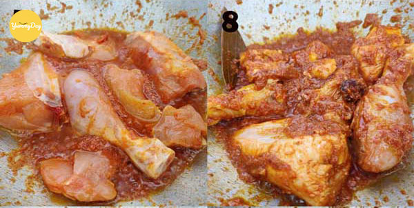 Cho thịt gà vào xào đều tay