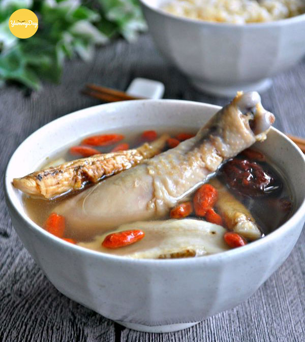 Món canh gà hầm vị thuốc bắc rất tốt cho người lớn tuổi