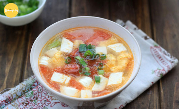 Canh đậu phụ trứng cà chua thơm ngon