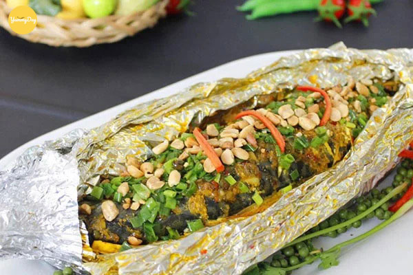 Thành phẩm món cá lóc nướng giấy bạc thơm phức