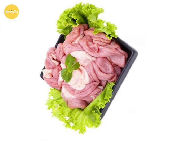 Lòng non ruột căng và tròn, màu trắng hồng