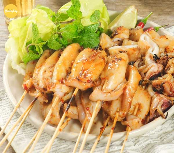 Thành phẩm của món mực nướng ngũ vị hương mới lạ