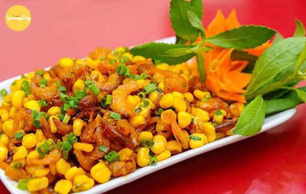 cách xào bắp với tôm khô ngon