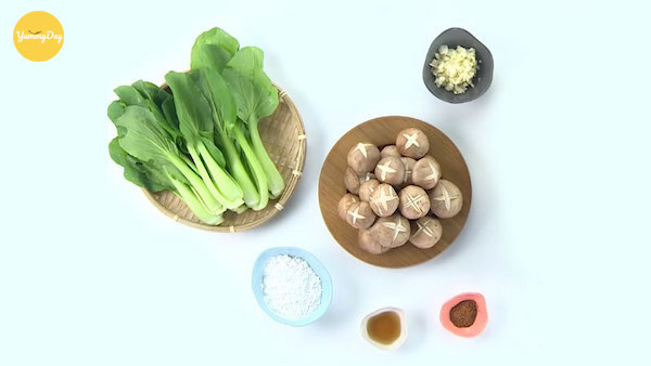 Nguyên liệu chính cho món cải thìa xào nấm đông cô