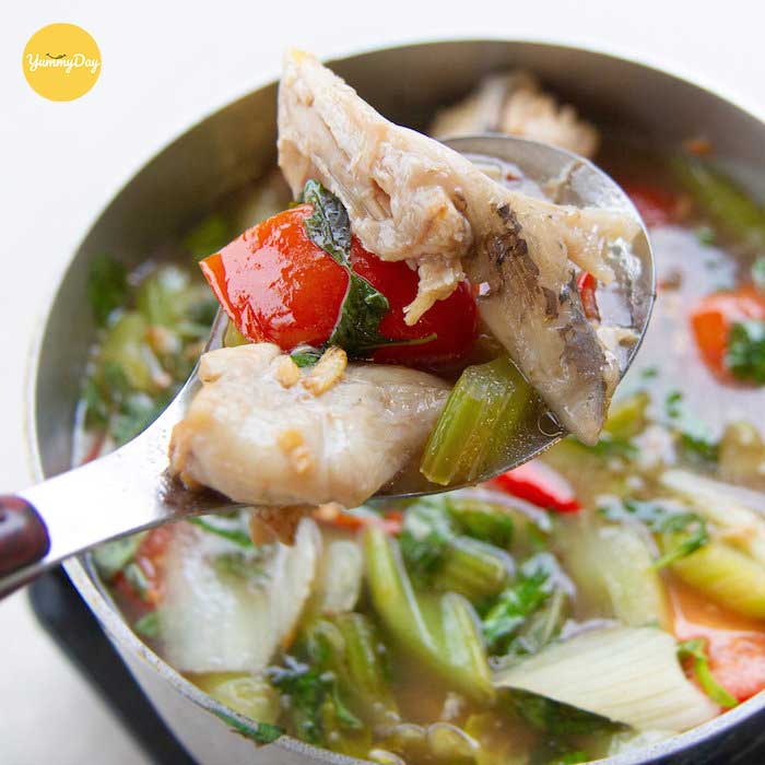 Cá trê nấu canh chua thành phẩm