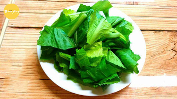 Cải bẹ xanh cắt khúc vừa ăn