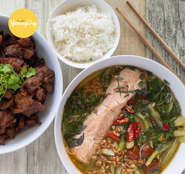 Canh chua cá hồi ngon tuyệt