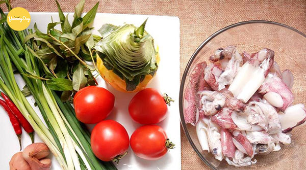 Nguyên liệu nấu món canh chua mực
